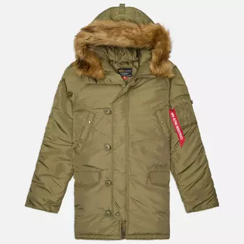 Мужская куртка парка Alpha Industries N-3B Logo Oxford, цвет зелёный, размер XXL