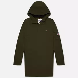 Мужская куртка парка Tommy Jeans Flag Patch Hooded, цвет оливковый, размер M