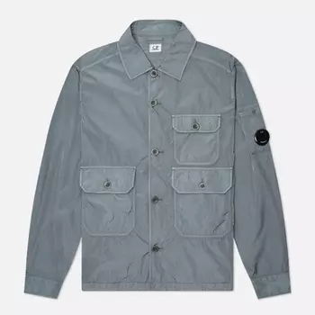 Мужская куртка ветровка C.P. Company Chrome-R Full Button Overshirt, цвет голубой, размер M