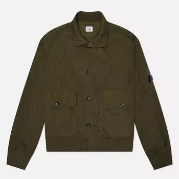 Мужская куртка ветровка C.P. Company Chrome-R Full Button, цвет оливковый, размер M