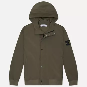 Мужская куртка ветровка Stone Island Light Soft Shell-R E.Dye Hooded, цвет оливковый, размер XXL