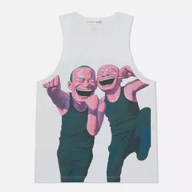 Мужская майка Comme des Garcons SHIRT x Yue Minjun Print D, цвет белый, размер M