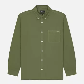 Мужская рубашка A.P.C. Mateo Logo, цвет оливковый, размер XL
