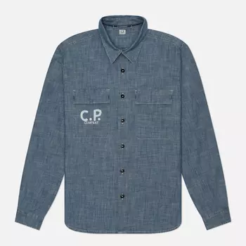 Мужская рубашка C.P. Company Chambray Logo, цвет синий, размер XXL