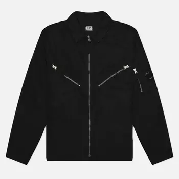 Мужская рубашка C.P. Company Cotton/Linen Full Zip Overshirt, цвет чёрный, размер S
