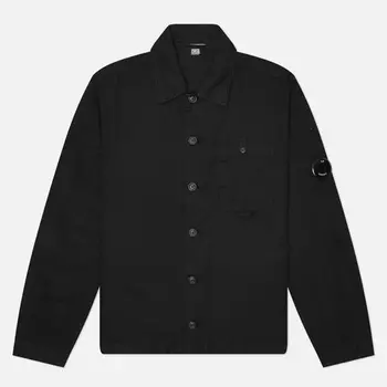 Мужская рубашка C.P. Company Cotton/Linen Lens Overshirt, цвет чёрный, размер XL