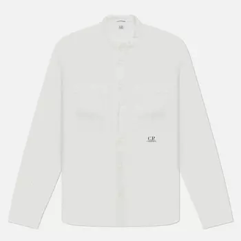 Мужская рубашка C.P. Company Light Mussola Banded Collar, цвет белый, размер M