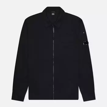 Мужская рубашка C.P. Company Organic Gabardine Zipped Overshirt, цвет чёрный, размер L