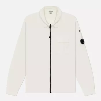 Мужская рубашка C.P. Company Organic Gabardine Full Zip Overshirt, цвет белый, размер S