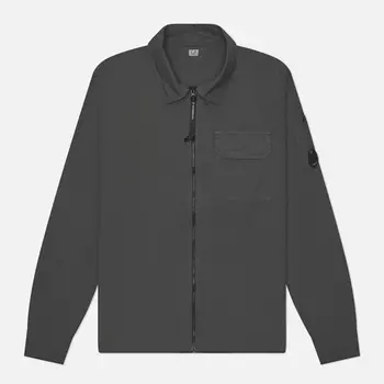 Мужская рубашка C.P. Company Organic Gabardine Full Zip Overshirt, цвет серый, размер S