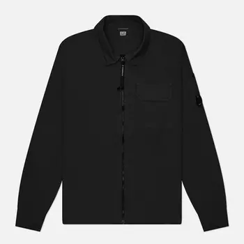 Мужская рубашка C.P. Company Organic Gabardine Full Zip Overshirt, цвет чёрный, размер S