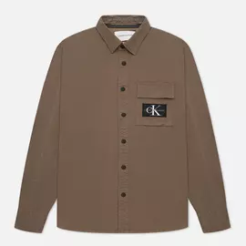 Мужская рубашка Calvin Klein Jeans Garment-Dye Wash, цвет коричневый, размер S