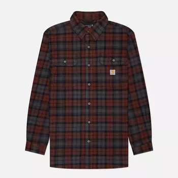 Мужская рубашка Carhartt Loose Fit Heavyweight Flannel Plaid, цвет коричневый, размер S