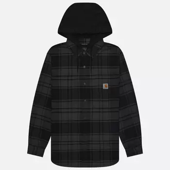 Мужская рубашка Carhartt Rugged Flex Relaxed Fit Flannel Fleece Lined Hooded, цвет серый, размер M