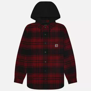 Мужская рубашка Carhartt Rugged Flex Relaxed Fit Flannel Fleece Lined Hooded, цвет красный, размер XL