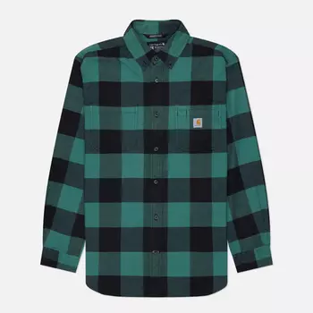 Мужская рубашка Carhartt Rugged Flex Relaxed Fit Midweight Flannel Plaid, цвет зелёный, размер S