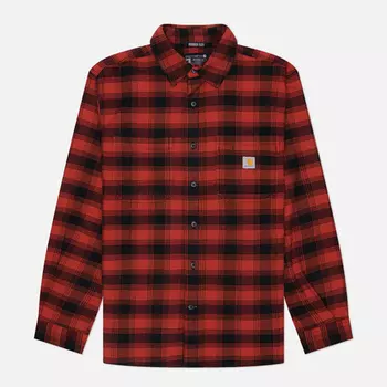 Мужская рубашка Carhartt Rugged Flex Relaxed Midweight Flannel Plaid, цвет красный, размер XL