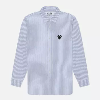Мужская рубашка Comme des Garcons Play Black Emblem Striped, цвет голубой, размер L