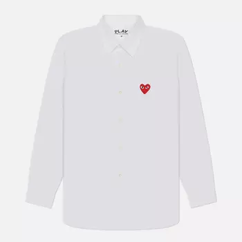 Мужская рубашка Comme des Garcons Play Red Heart Emblem, цвет белый, размер L