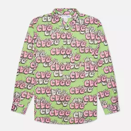 Мужская рубашка Comme des Garcons SHIRT x KAWS Print G, цвет зелёный, размер S