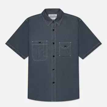 Мужская рубашка EASTLOGUE Permanent Chambray Work Half, цвет синий, размер XL
