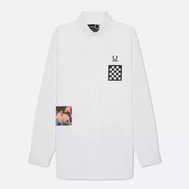 Мужская рубашка Fred Perry x Raf Simons Oversized Printed Patch, цвет белый, размер S