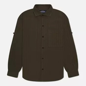 Мужская рубашка FrizmWORKS Stripe Linen Napoli, цвет оливковый, размер XL