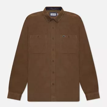 Мужская рубашка Lacoste Regular Fit Button-Down, цвет коричневый, размер 47 EU