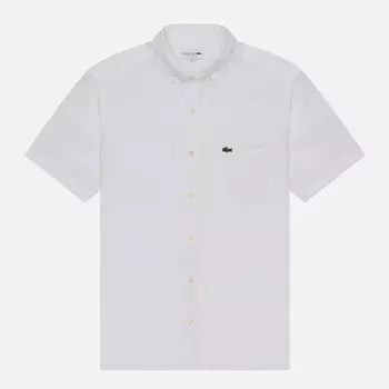Мужская рубашка Lacoste Regular Fit Button-Up Collar Linen, цвет белый, размер 43