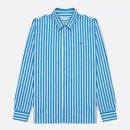 Мужская рубашка Lacoste Regular Fit Striped Poplin, цвет синий, размер 41
