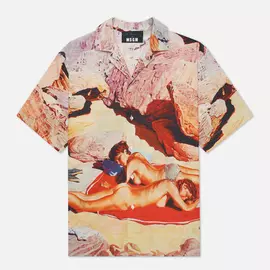 Мужская рубашка MSGM x Seth Armstrong Capsule Print 3, цвет бежевый, размер 40