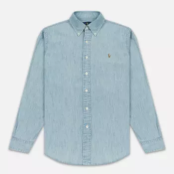 Мужская рубашка Polo Ralph Lauren Custom Fit Polo Pony Color, цвет голубой, размер XXL