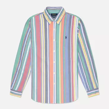 Мужская рубашка Polo Ralph Lauren Custom Fit Button Down Stripe Oxford, цвет синий, размер M
