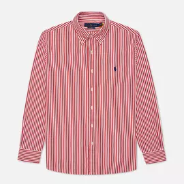 Мужская рубашка Polo Ralph Lauren Custom Fit Button Down Streep, цвет красный, размер XXL
