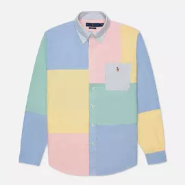 Мужская рубашка Polo Ralph Lauren Custom Fit Classic Oxford Color Block, цвет голубой, размер XL