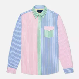 Мужская рубашка Polo Ralph Lauren Custom Fit Oxford Stripe Fun, цвет голубой, размер XXL