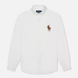 Мужская рубашка Polo Ralph Lauren Custom Fit Polo Bear Oxford, цвет белый, размер S