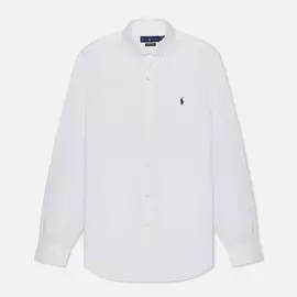 Мужская рубашка Polo Ralph Lauren Custom Fit Polo Pony Color Natural Stretch Poplin, цвет белый, размер XXL