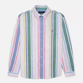 Мужская рубашка Polo Ralph Lauren Custom Fit Striped Oxford, цвет белый, размер M
