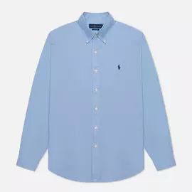 Мужская рубашка Polo Ralph Lauren Custom Fit Washed Pinpoint Oxford, цвет голубой, размер XXS