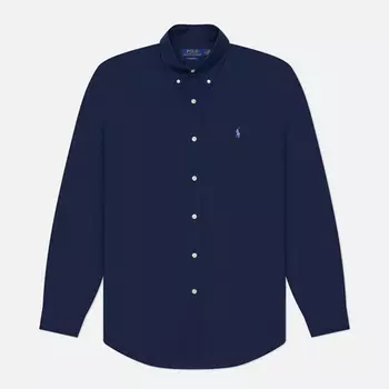 Мужская рубашка Polo Ralph Lauren Embroidered Logo Poplin Custom Fit, цвет синий, размер M