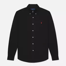 Мужская рубашка Polo Ralph Lauren Garment Dyed Oxford Slim Fit, цвет чёрный, размер S