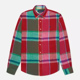 Мужская рубашка Polo Ralph Lauren Linen Plaid Custom Fit, цвет красный, размер XL