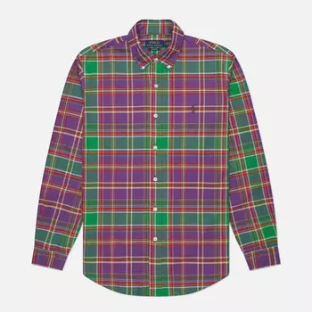 Мужская рубашка Polo Ralph Lauren Plaid Poplin Custom Fit, цвет фиолетовый, размер L