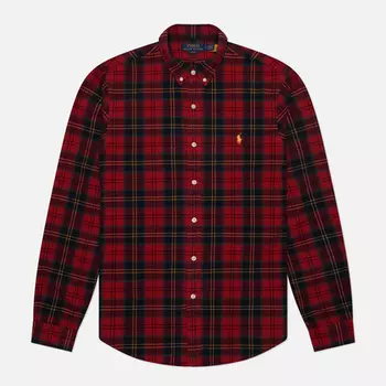 Мужская рубашка Polo Ralph Lauren Plaid Poplin Slim Fit, цвет красный, размер XXL