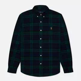 Мужская рубашка Polo Ralph Lauren Slim Fit Classic Oxford Check, цвет зелёный, размер S