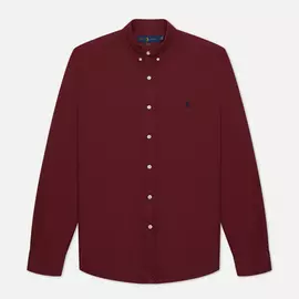 Мужская рубашка Polo Ralph Lauren Slim Fit Garment Dyed Oxford, цвет бордовый, размер XXL