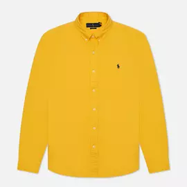 Мужская рубашка Polo Ralph Lauren Slim Fit Garment Dyed Oxford, цвет жёлтый, размер S