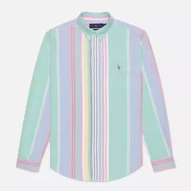 Мужская рубашка Polo Ralph Lauren Slim Fit Oxford Bright Stripes, цвет зелёный, размер XXS
