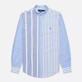 Мужская рубашка Polo Ralph Lauren Slim Fit Striped Oxford Fun, цвет голубой, размер XXL